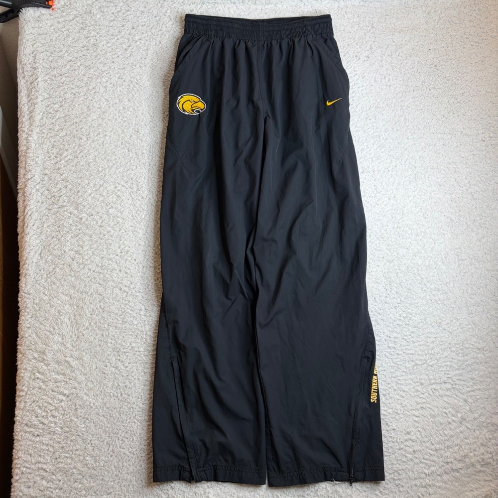 Y2K Nike Team Southern Miss Golden Eagles Track Pants Mens Large Black open leg